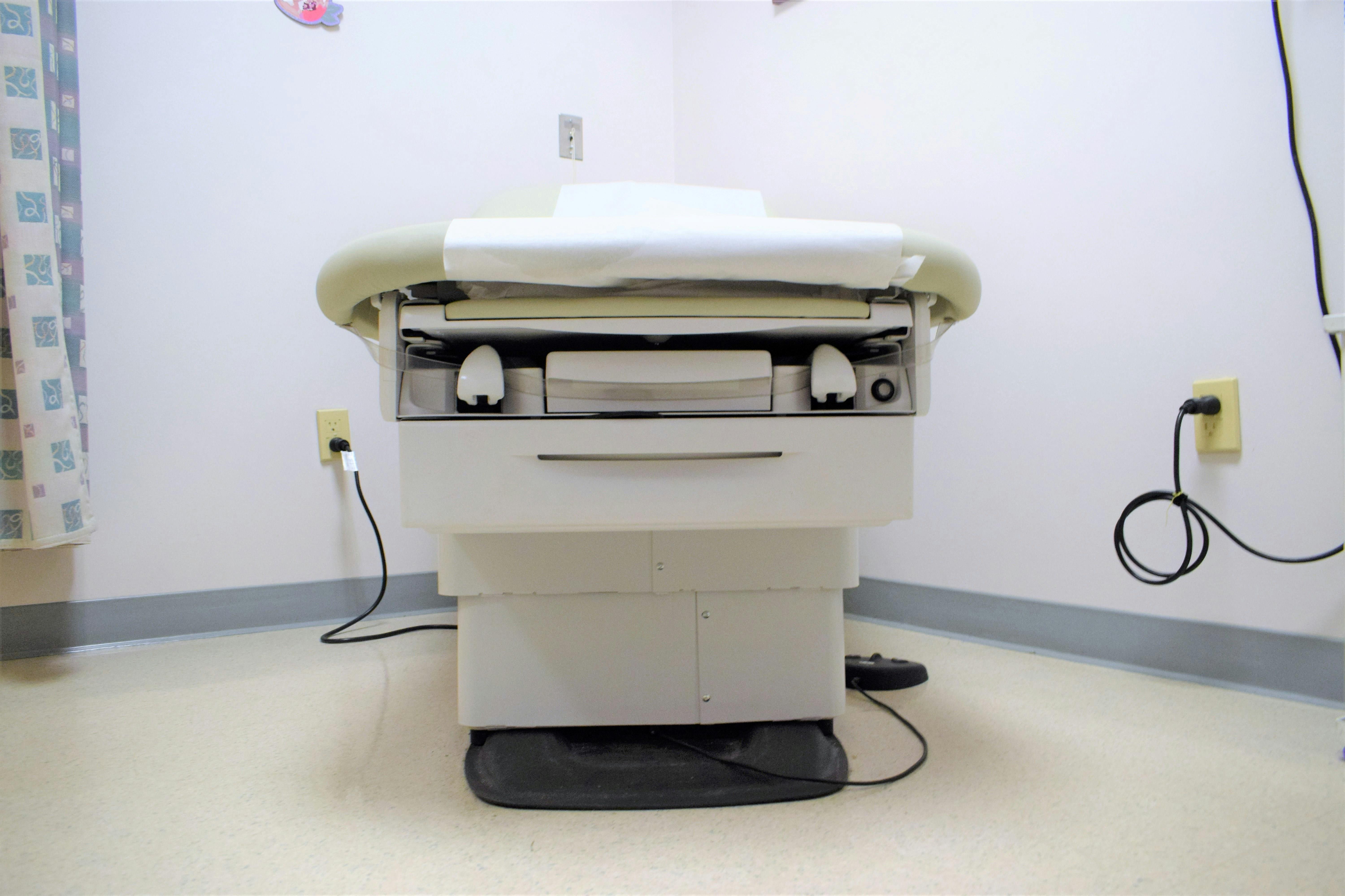 exam table in an exam room