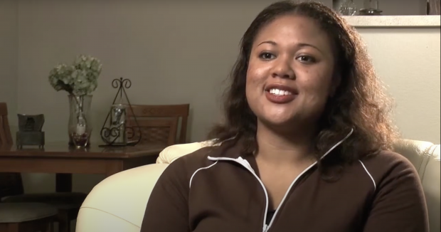 woman in a brown sweater with brown hair being interviewed about her birth control